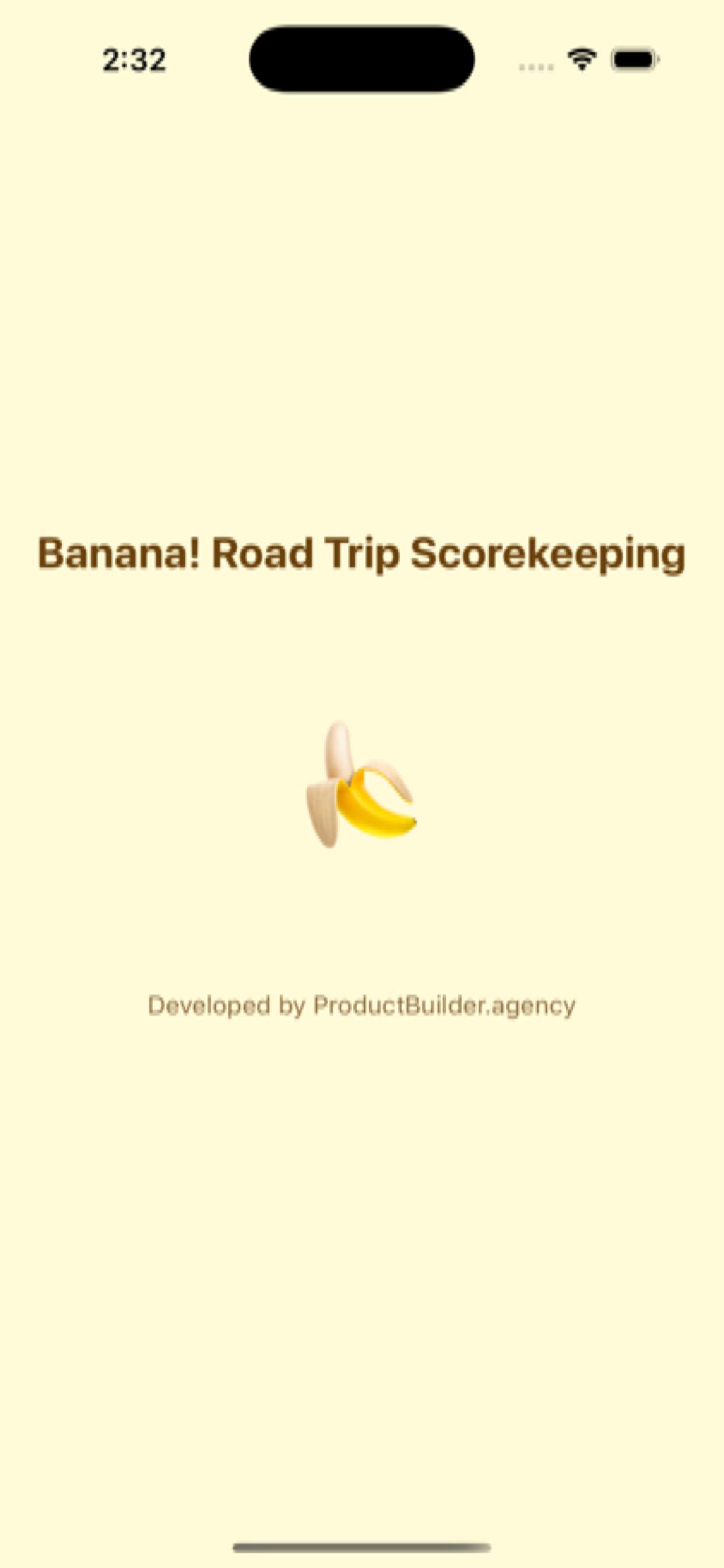 Banana road trip scorekeeping splash screen